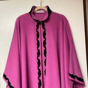 GIVENCHY Pink Cape Cloak Black with Trim Designer Statement Coat